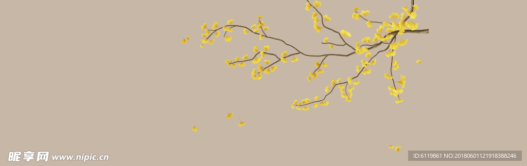 银杏墙布画