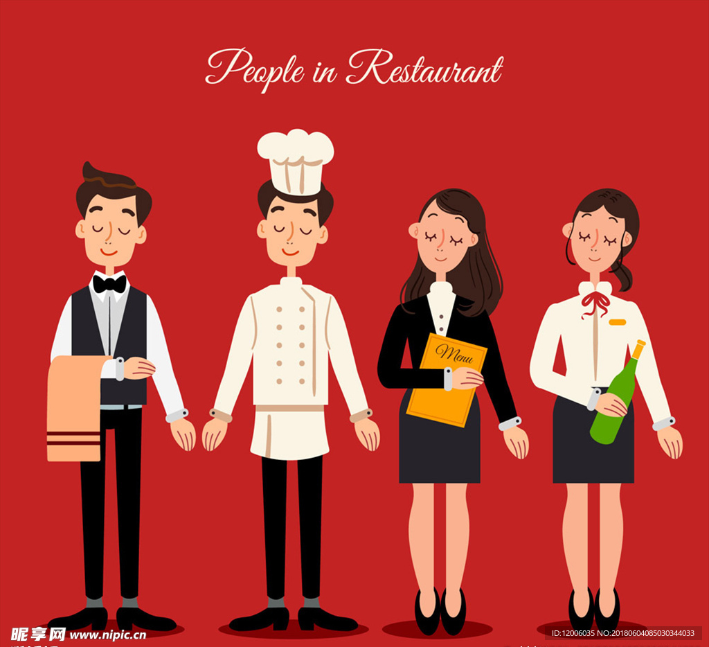 4款创意餐馆人物设计矢量素材