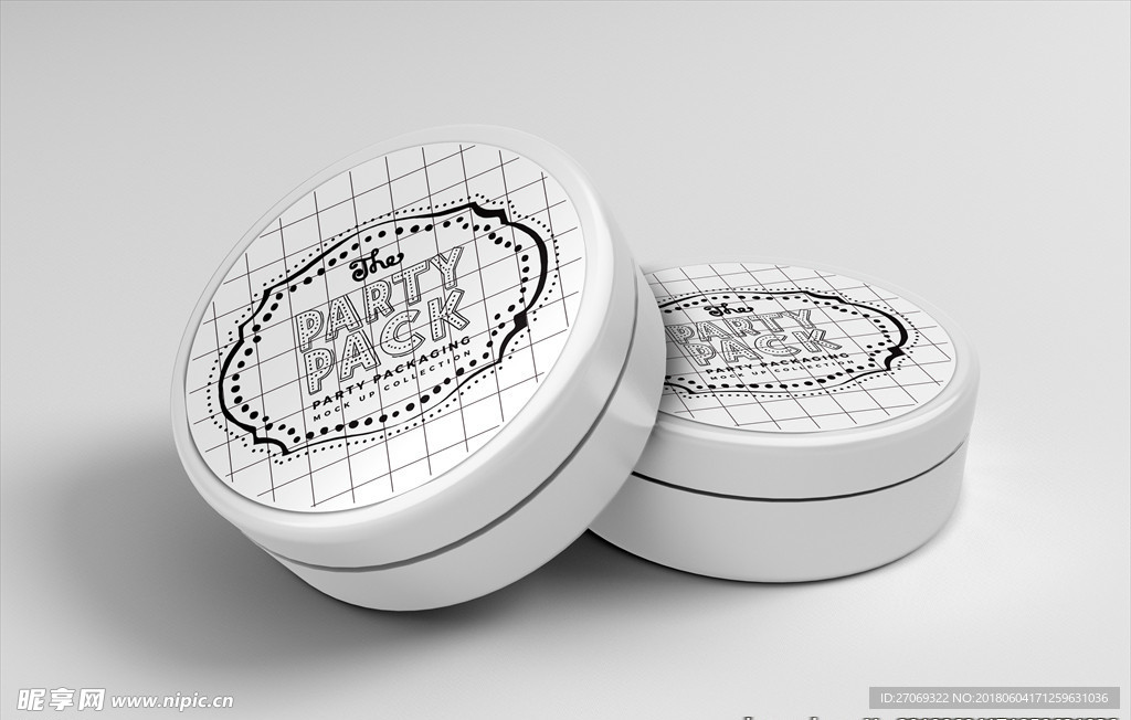 黑白方格圆形包装盒模型素材