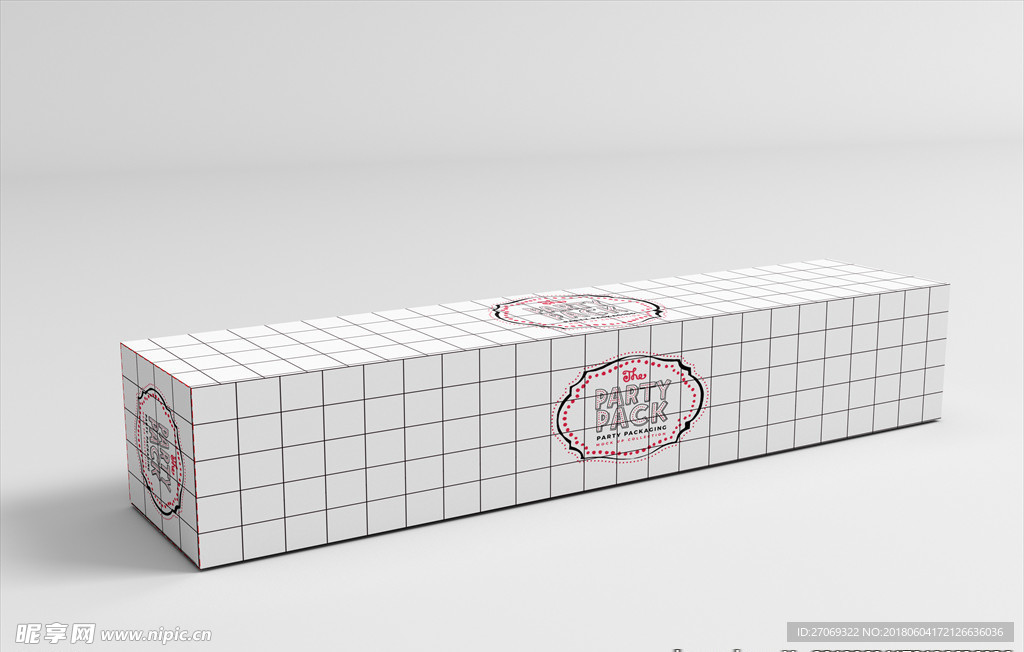 黑白方格长方体包装盒模型素材
