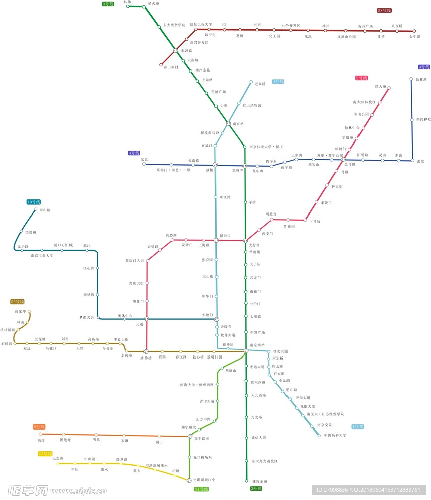 最新南京地铁图分布图