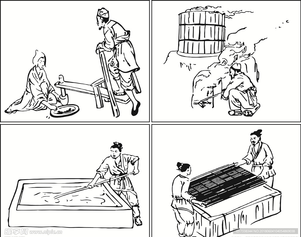 造纸流程矢量