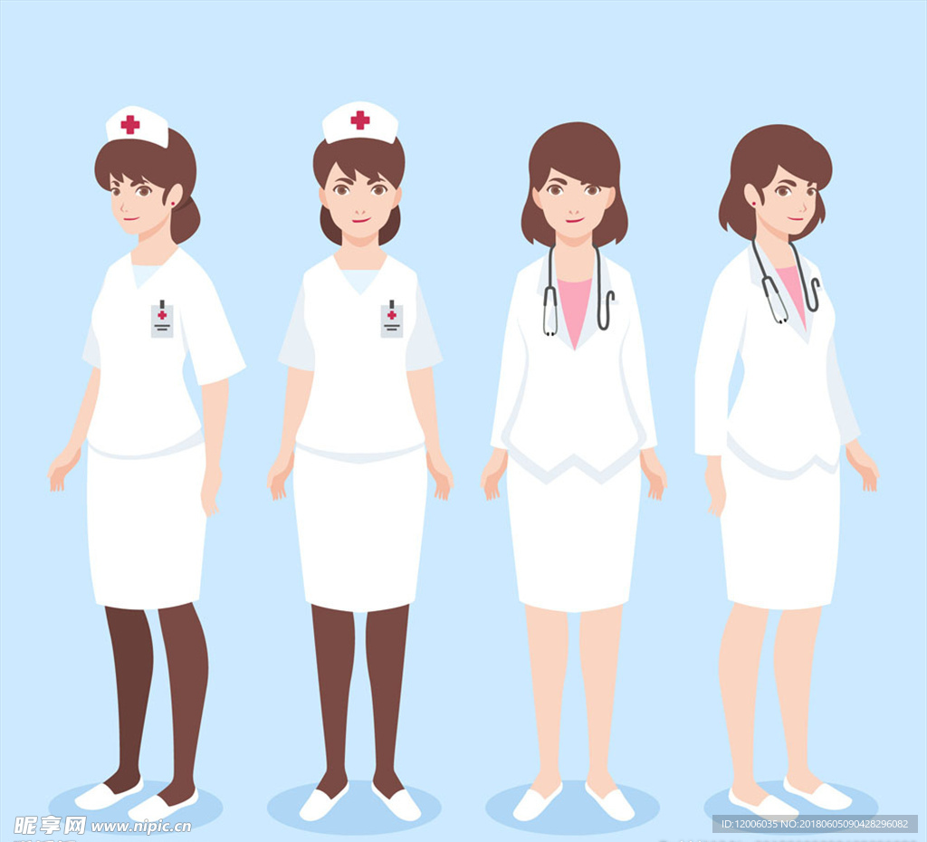 4款创意白衣女医务人物矢量素材