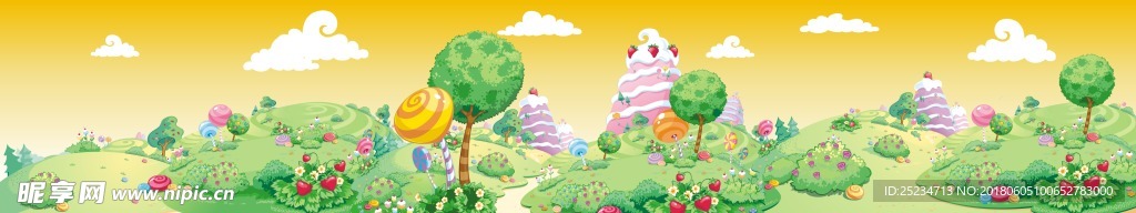 卡通可爱糖果冰淇淋森林蛋糕图