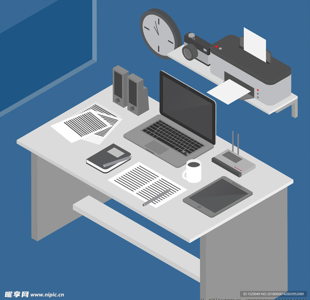 3D办公写字台
