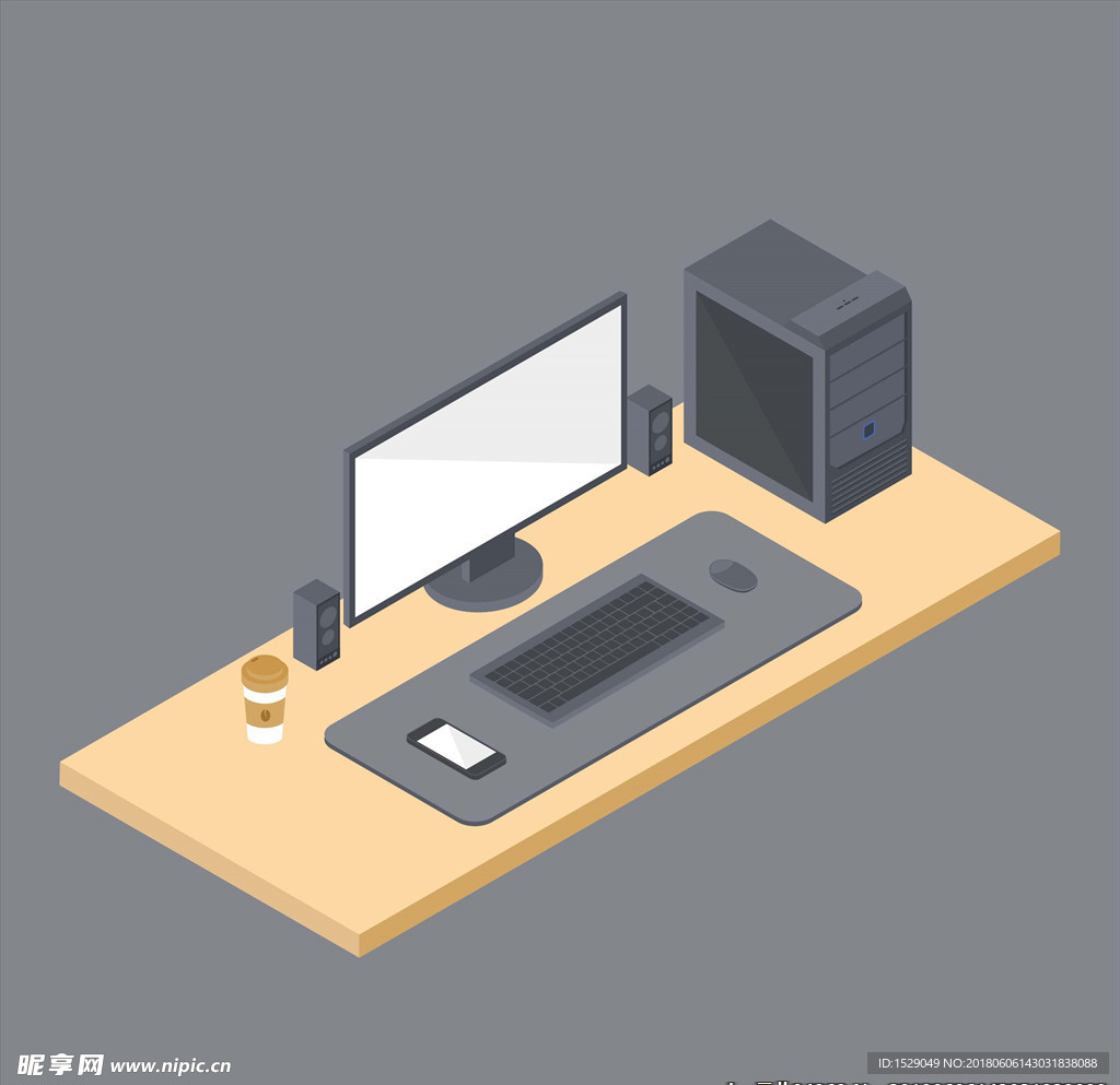 3D办公写字台
