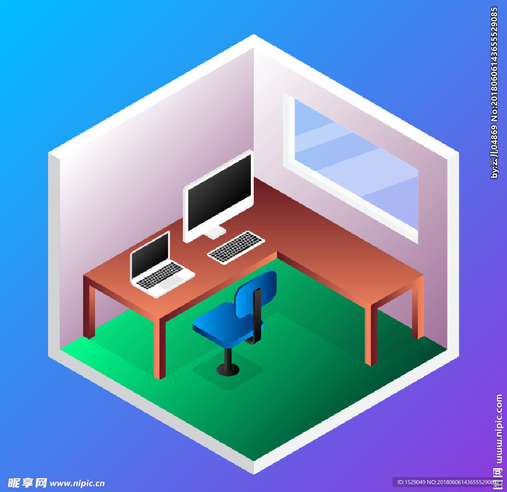 3D办公写字台