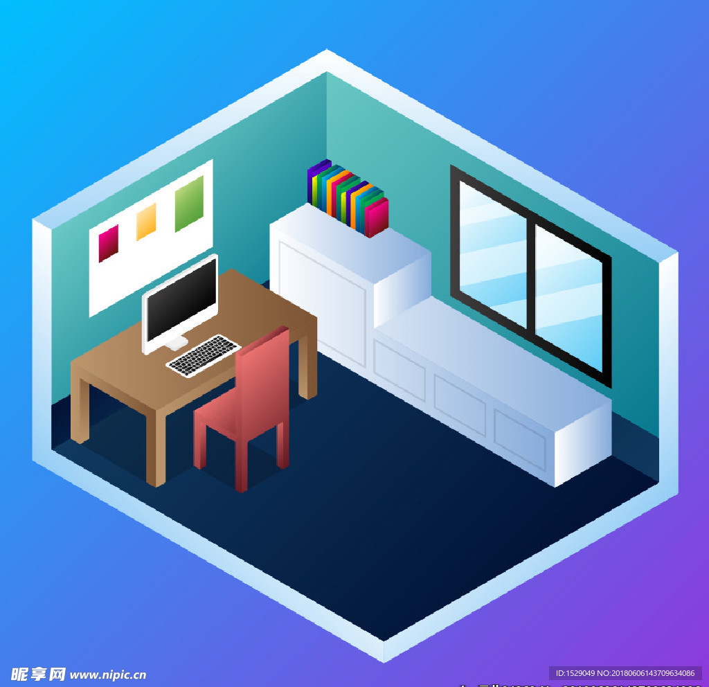 3D办公写字台