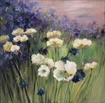 花朵植物草地油画