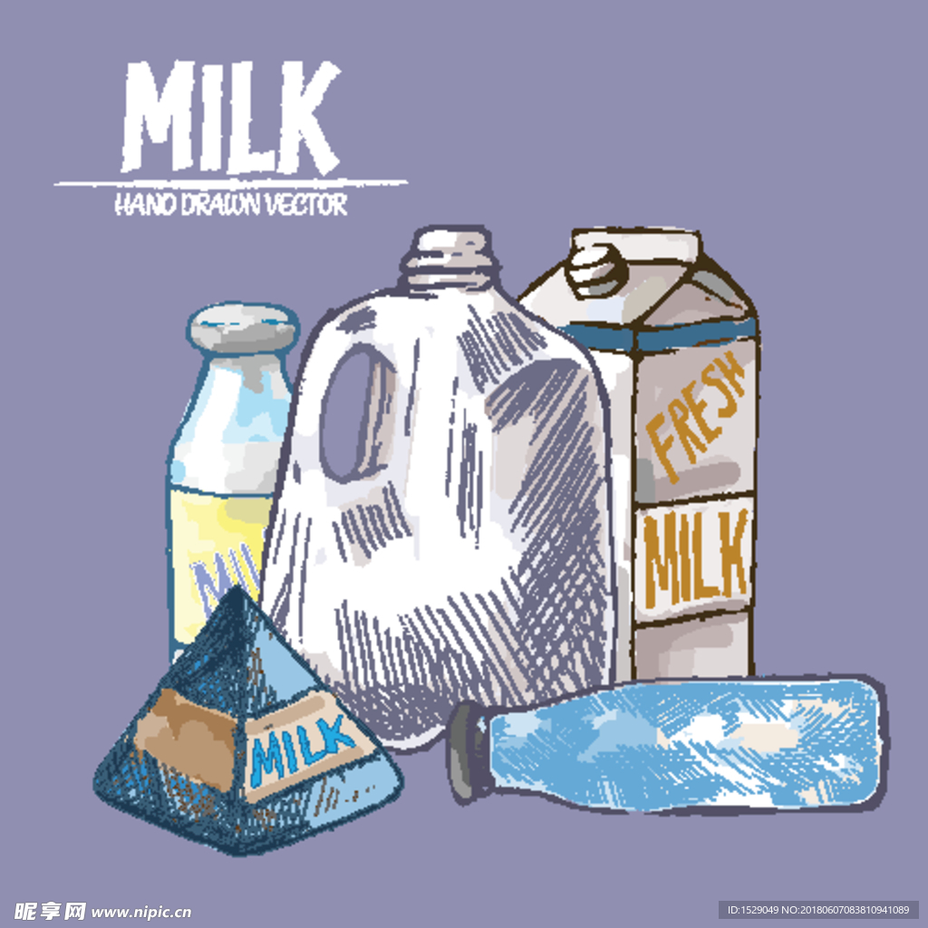 手绘牛奶