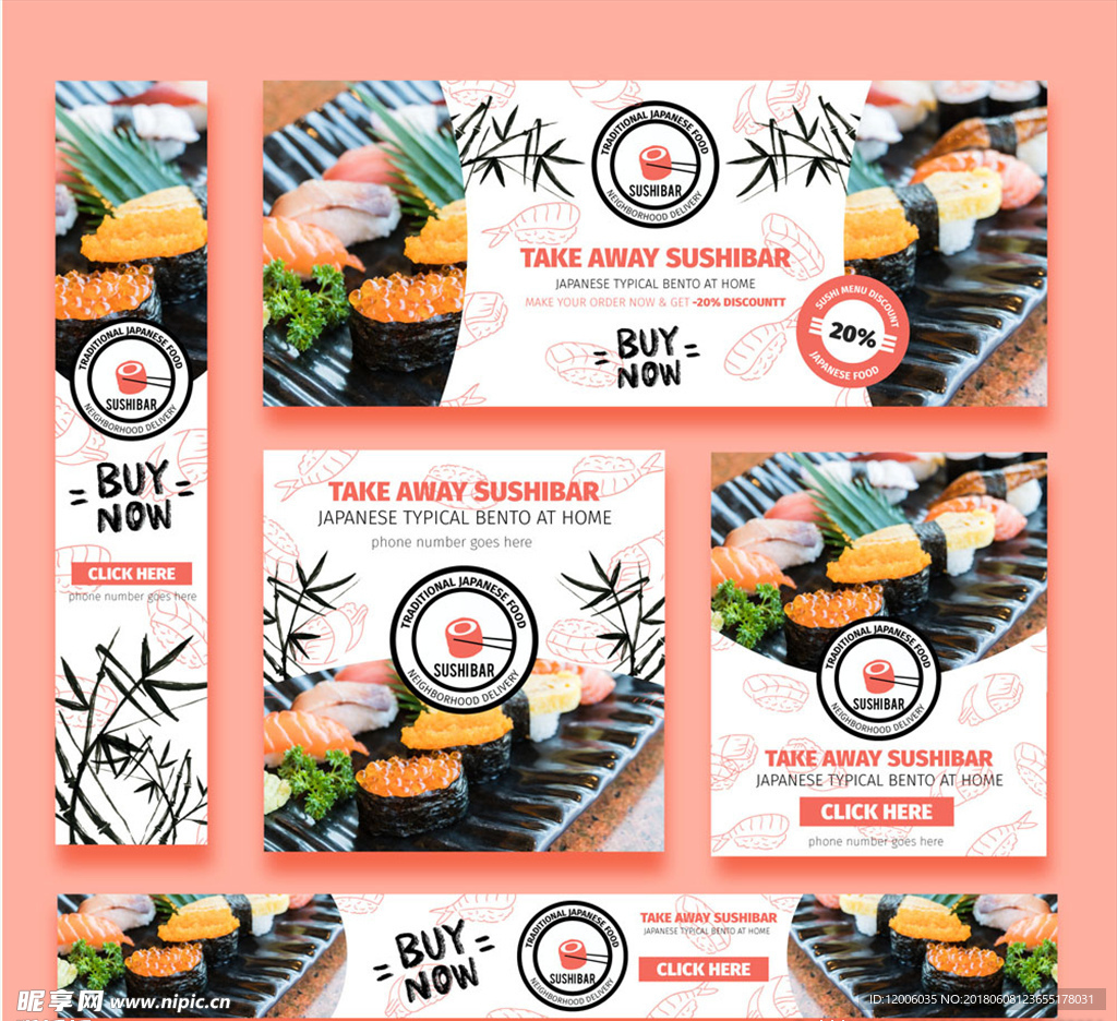 5款创意日本寿司餐馆卡片