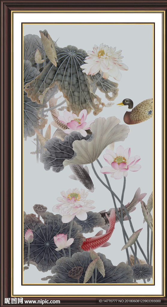 荷花竖幅