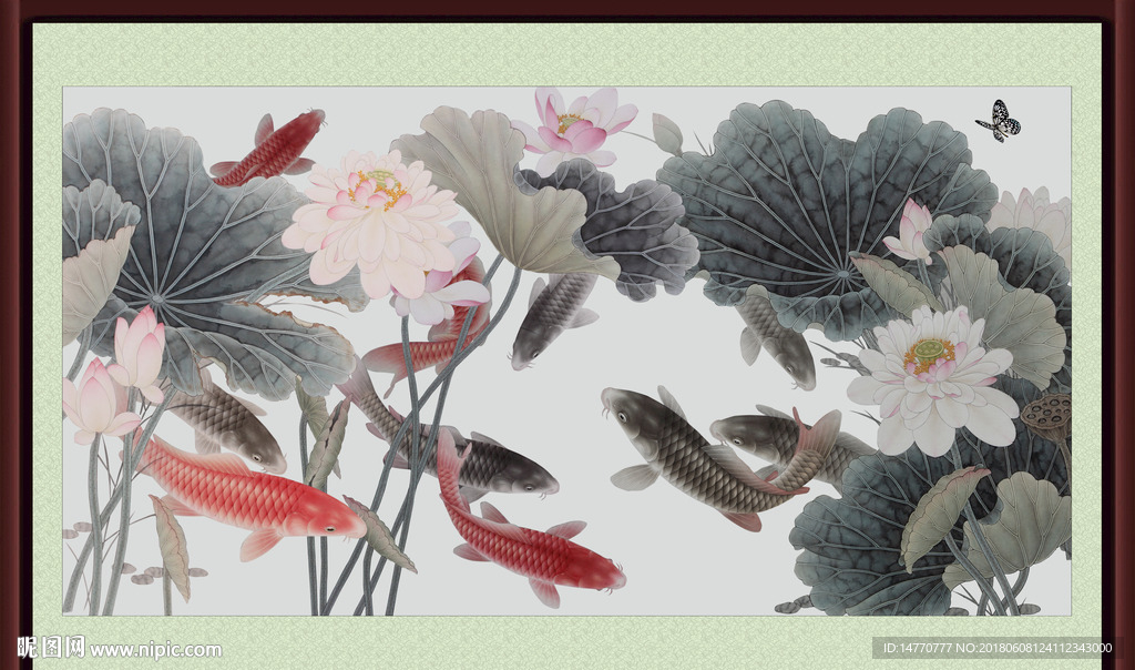 荷花鲤鱼图