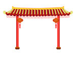 古风手绘红色喜庆古典建筑