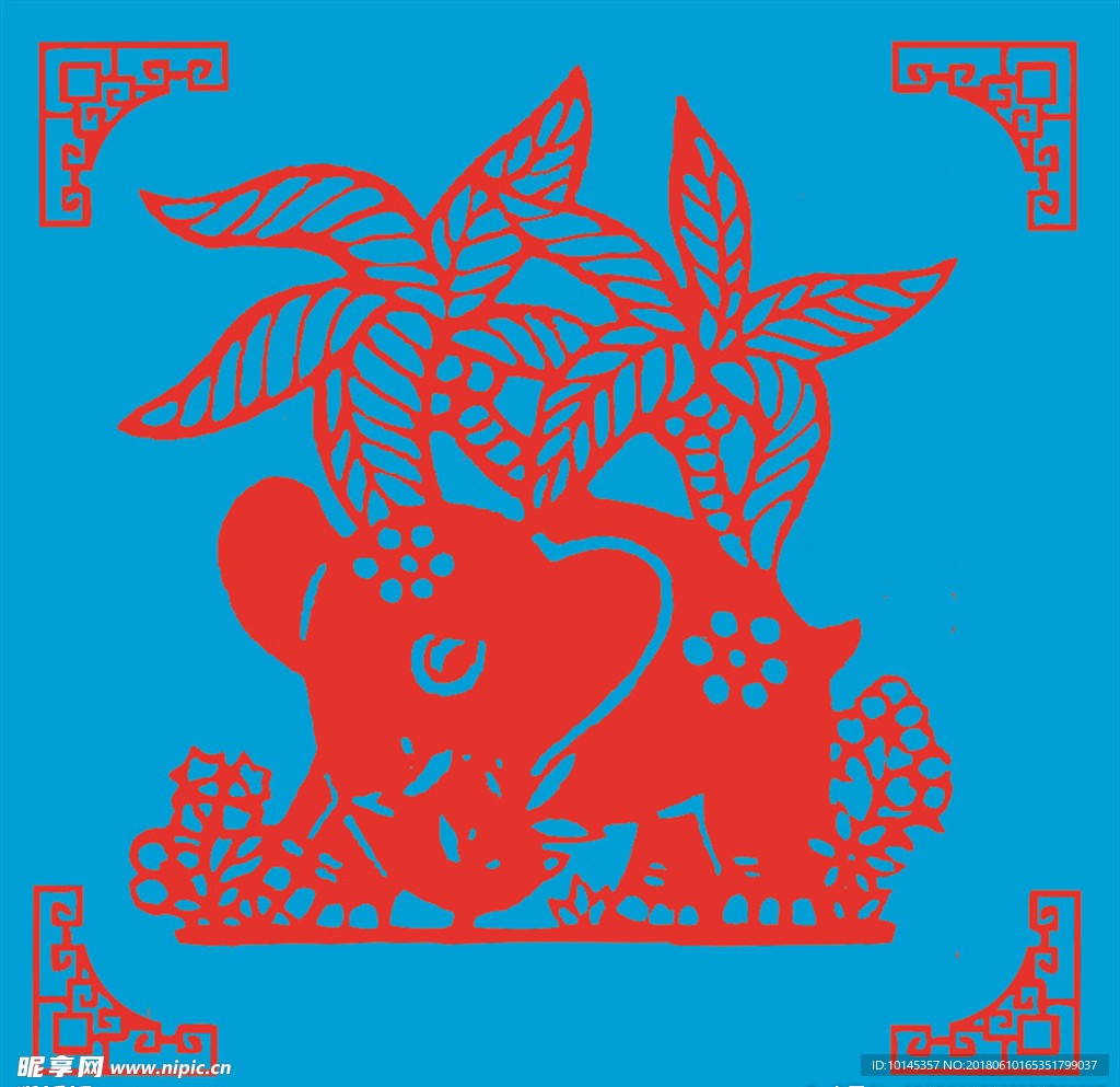 大象剪纸