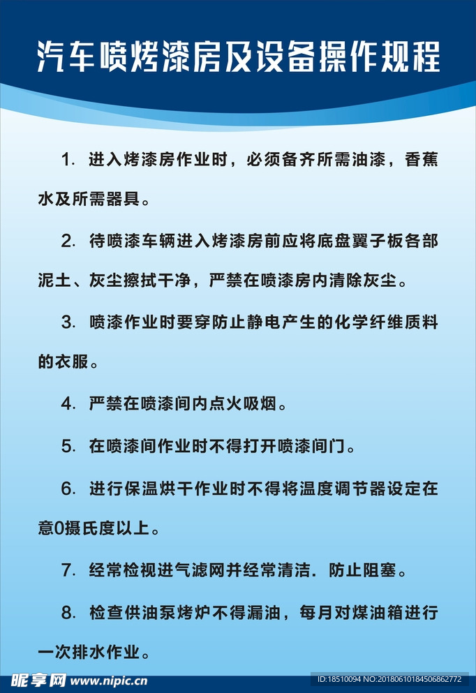 汽车喷烤漆房及设备操作规程