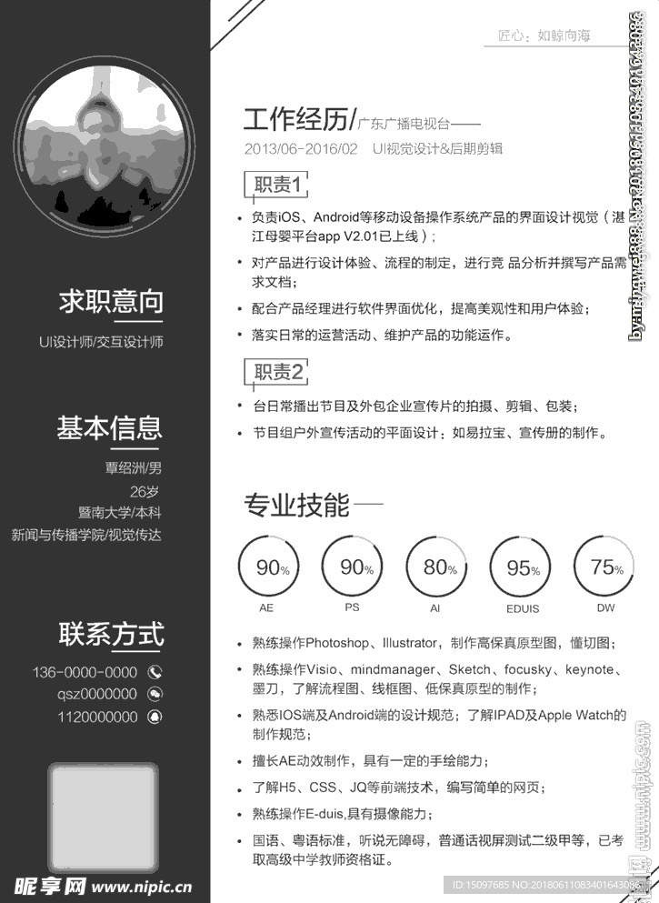 平面个人简历