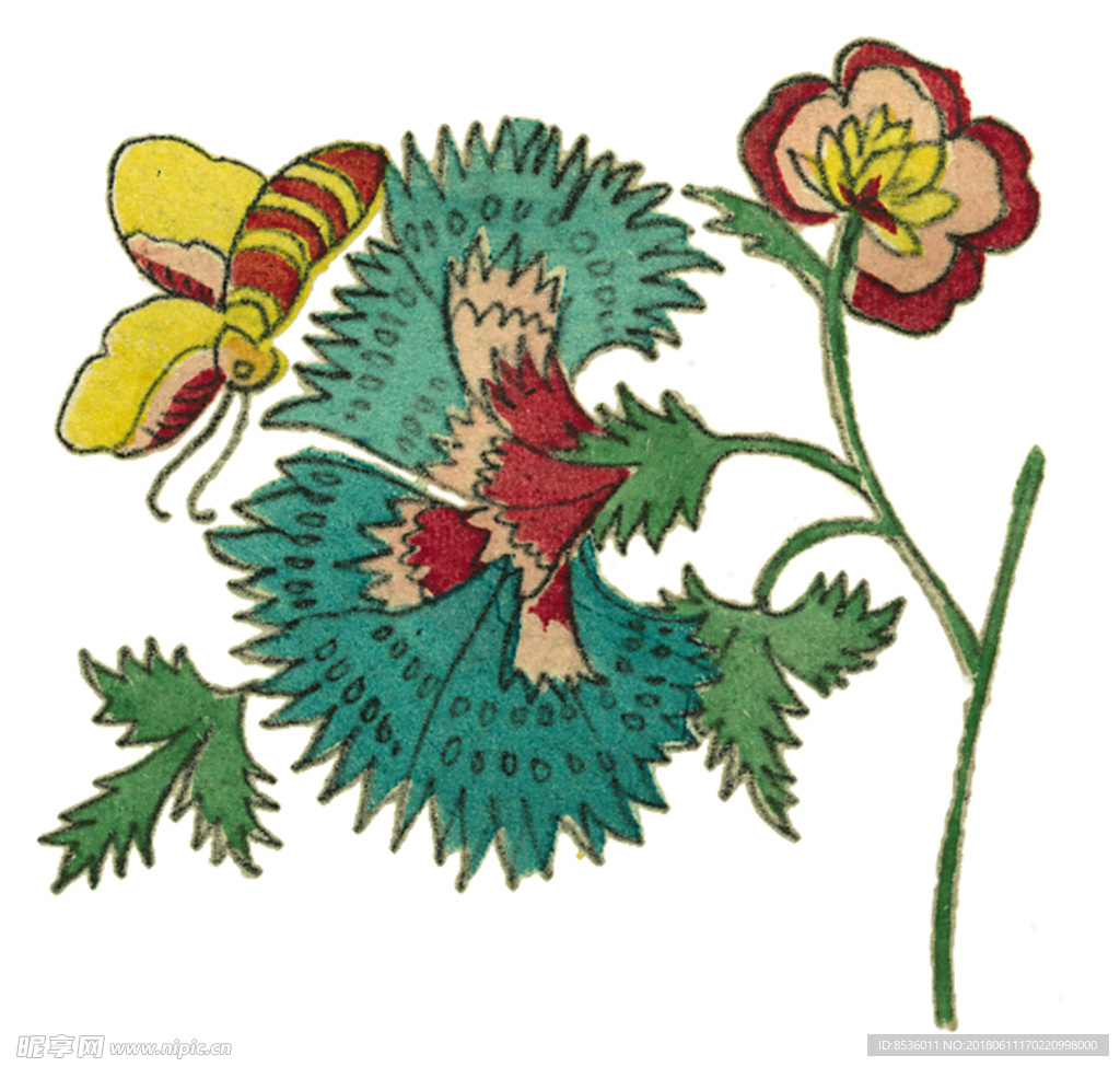 彩绘花草