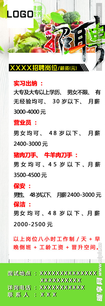 生鲜招聘展架