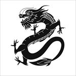 中国传统的龙形剪影