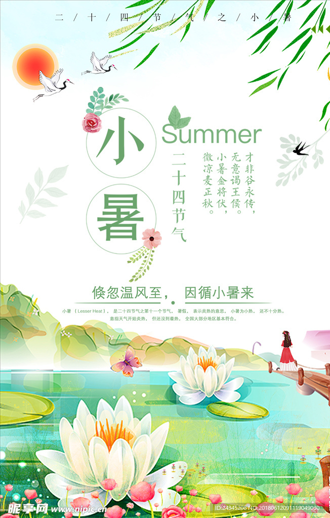 简约小清新小暑二十四节气海报