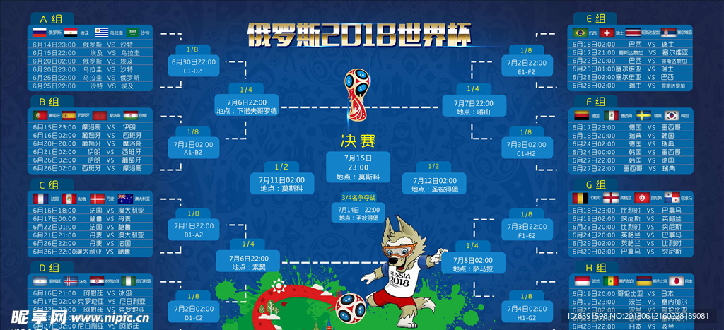 2018俄罗斯世界杯对阵图完整