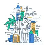 扁平化线性商务人物插画