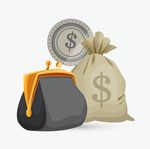 钱包金币纸币矢量素材