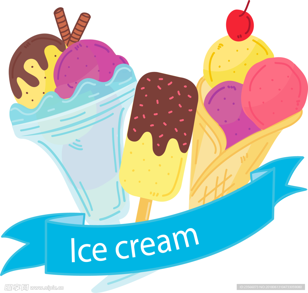 夏日彩色冷饮冰棒冰淇淋
