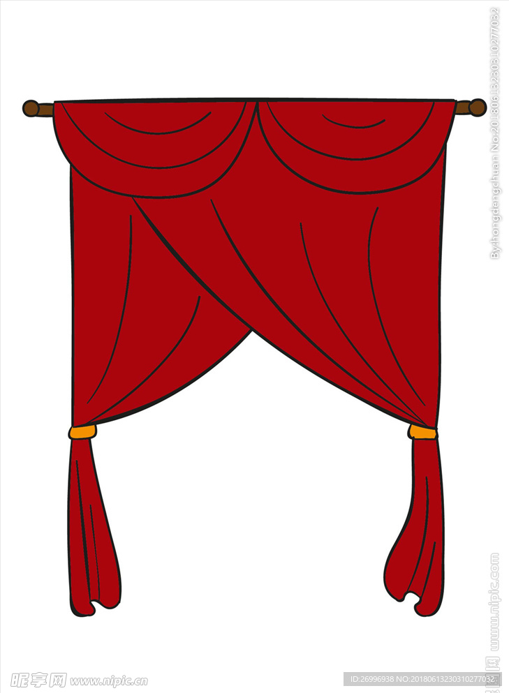 红窗帘图片