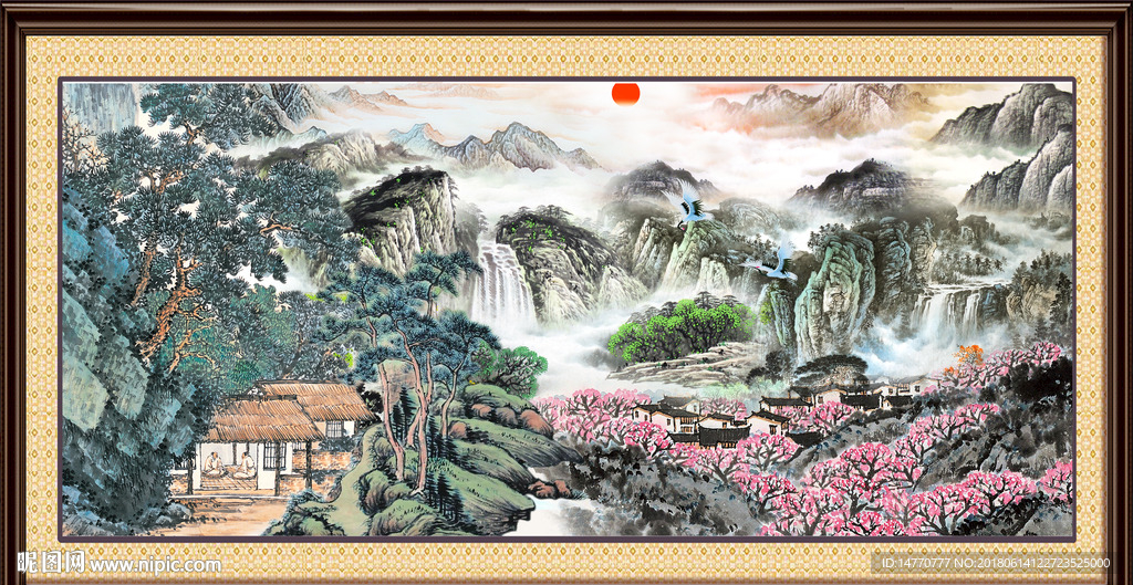 山水国画 泰山日出