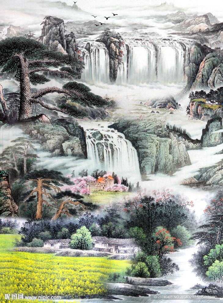 山水国画玄关