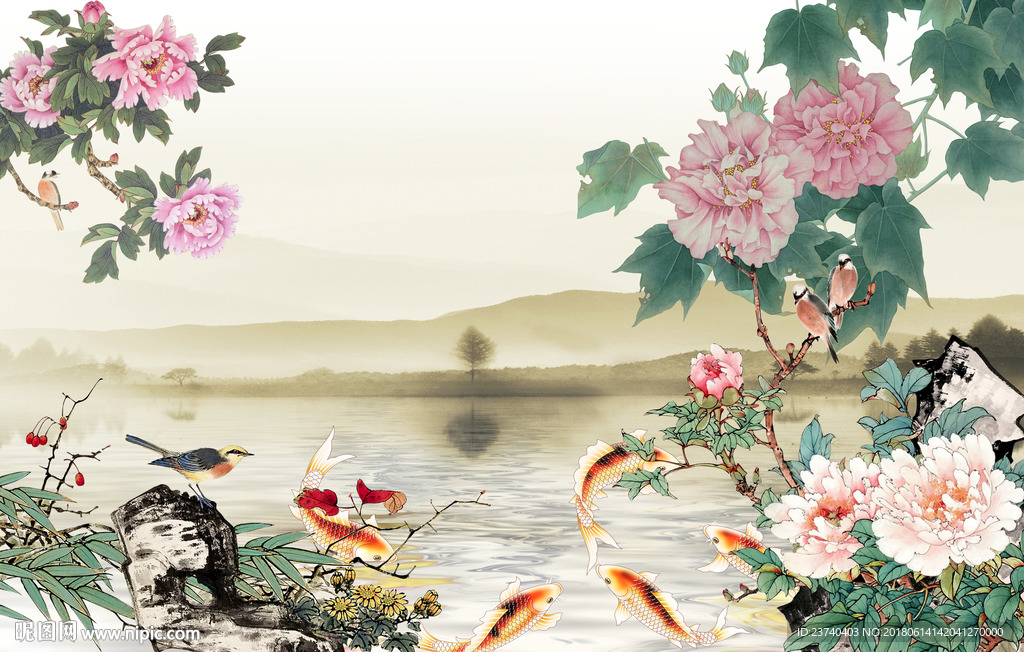 花鸟背景墙