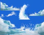 水纹波浪浪花蓝色背景水滴飞溅图