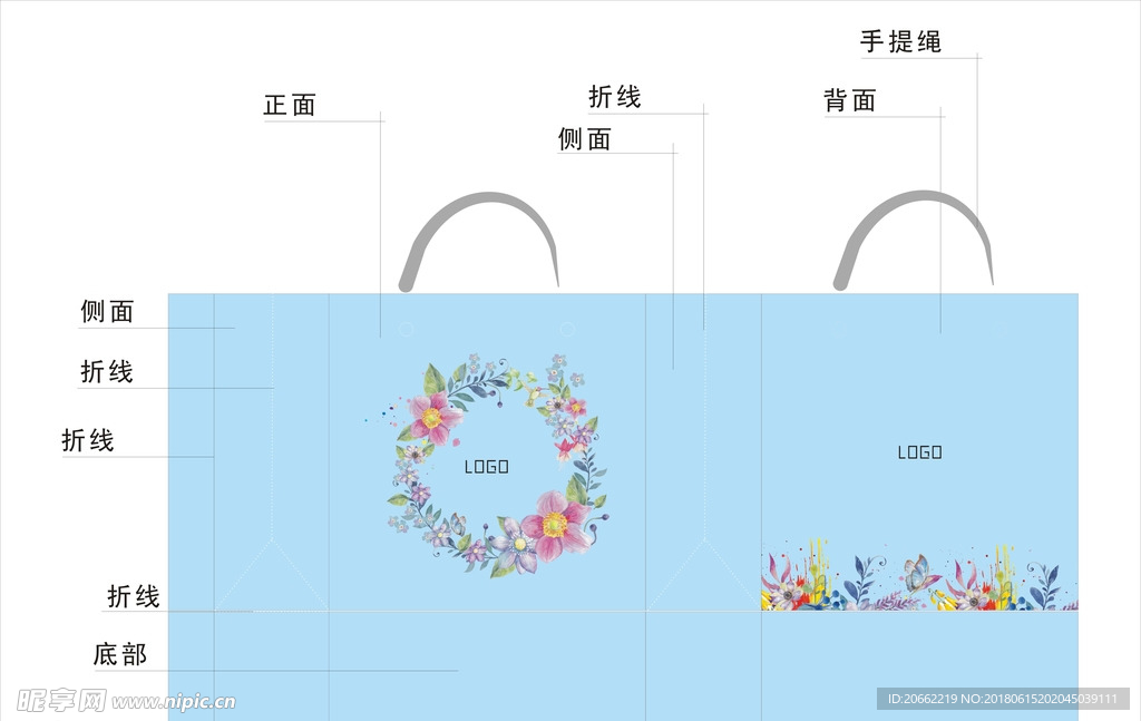 手绘花朵手提袋