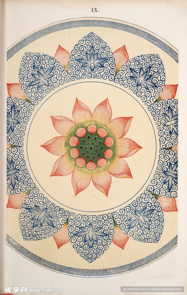 青花瓷圆盘花纹