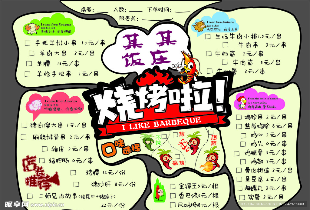 烧烤菜单