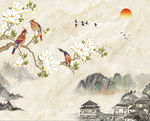 中式大理石山水工笔画