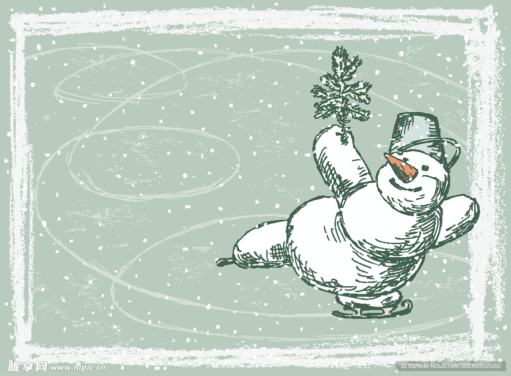 手绘卡通雪人