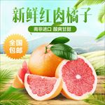 橙子绿色简约水果主图