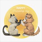 手绘可爱的猫狗友谊日海报