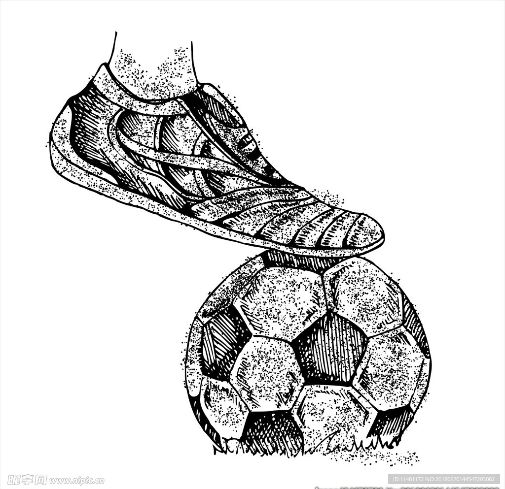 创意手绘足球粒子世界杯足球场