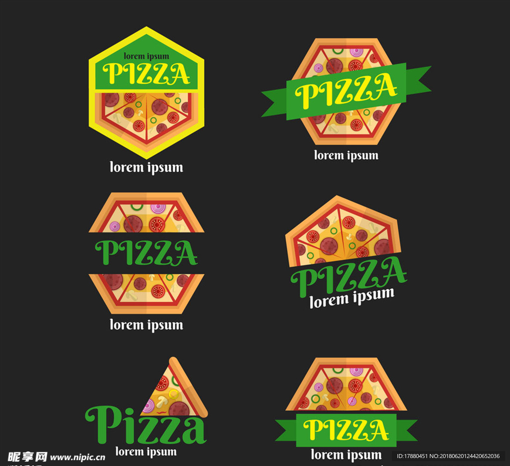 扁平化披萨标签