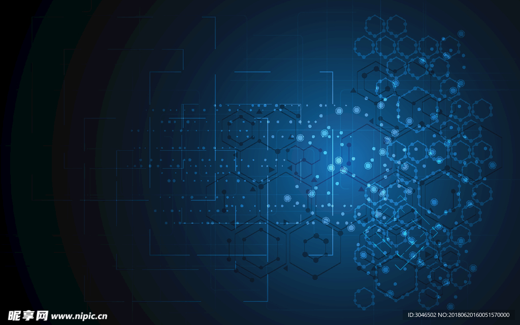 蓝色粒子科技大数据矢量背景