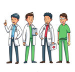 4款卡通男医务人员矢量素材