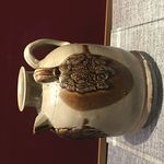 青釉褐彩贴花对鸟椰枣纹双系壶