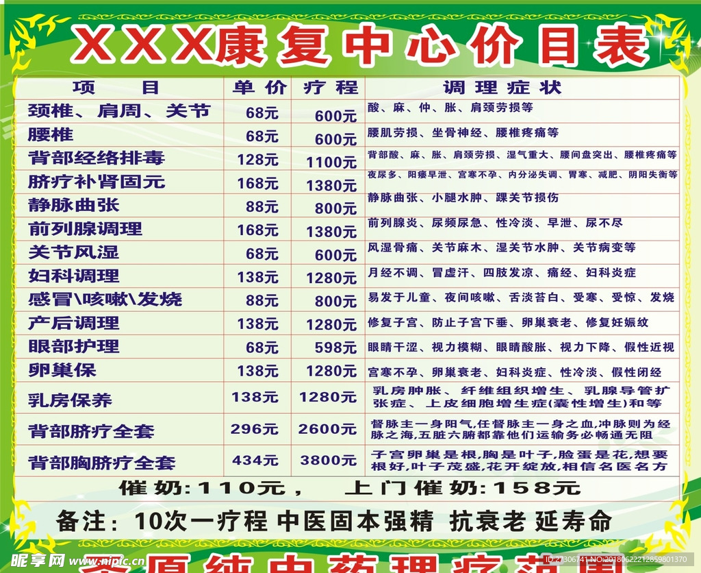 价目表