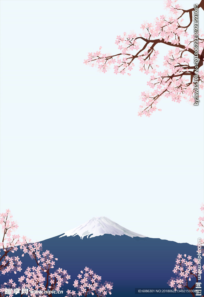 古风日本富士山樱花背景