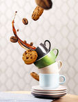 立体创意咖啡曲奇美食海报图片