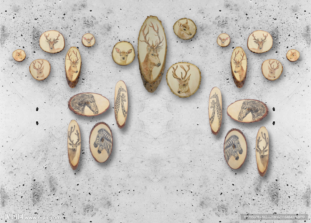 3D木头画背景墙